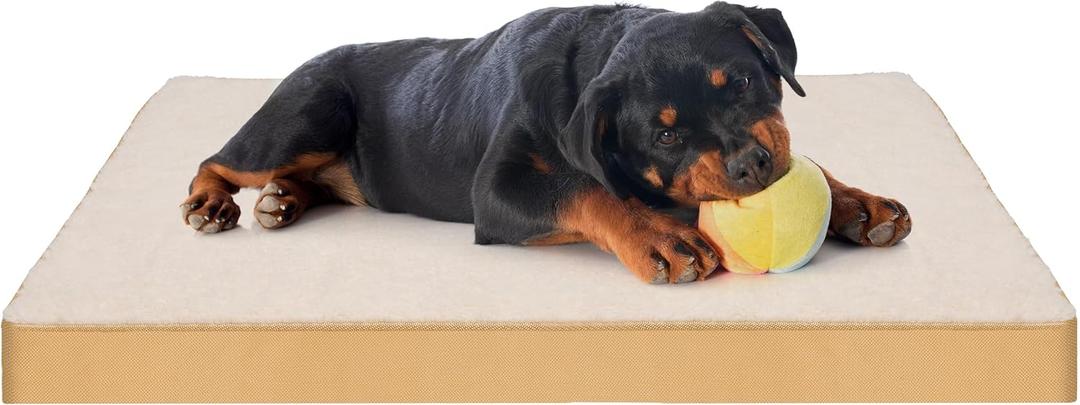 24'' x 18'' x 3'' Orthopedic Dog Bed, Reversible Egg Crate Foam Pet Bed with Removable Washable Cover for Small, Medium and Large Dogs, Yellow