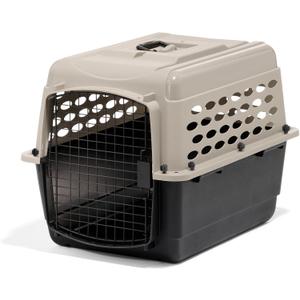 Petmate Vari Dog Kennel - Portable Dog Carriers & Crates for Medium Dogs, Airline-Friendly, Durable Plastic, Pet Carrier For Home and Travel, 28 Inches, Taupe and Black (28.0"L x 20.5"W x 21.5"H)