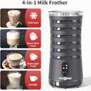 Milk Frother, Paris Rhône 4-in-1 Milk Steamer and Frother, Hot & Cold Foam Milk Warmer with Temperature Control, Gray
