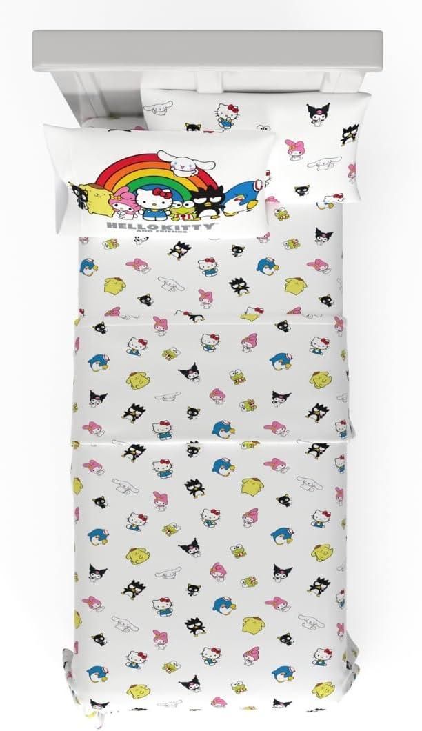 Franco Collectibles Hello Kitty & Friends Bedding Super Soft Cotton 3 Piece Twin XL Sheet Set, College Dorm Essentials, (Officially Licensed Product)