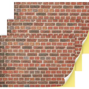 Flutesan 3 Pcs Miniature Dollhouse Wallpaper and Flooring Peel and Stick 1:12 Scale Self Adhesive Doll House Wallpaper DIY Mini Dollhouse Accessories 8.27 x 11.69 Inch(Brick Wall)