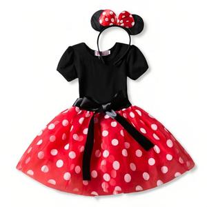 Nileafes Girls Princess Mini Mouse Costume Toddler Birthday Party Fancy Dress Up (5-6 Years,Red) 130