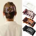Velscrun Flat Hair Clips for Women Girls, Matte Lay Flat Claw Clips, Strong Hold Large Side Hair Clip All Hair Types, French Duck Billed Hair Jaw Claw Clip, Non Slip Grip for Daily Styling Tortoise