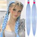 Baby Blue Braiding Hair Extension, 28 Inches Pre Stretched Braiding Hair for hair Braids,2 Packs Yaki Texture Synthetic Braid Hair