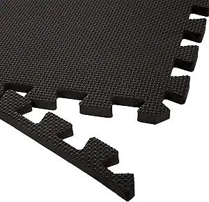 Interlocking EVA Foam Floor Tiles for Home Gym, Yoga Mat, Workout Equipment, or Child's Play Surface - Set of 6, (Black) by Stalwart