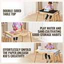 VEVOR Sensory Table and Chairs Set, Toddlers Activity Table with 2 Stools, 2 Storage Bins & Paper Roll Holder, Indoor/Outdoor Play Sand and Water Table, Wooden Kids Sensory Table - Gift for Boys Girls, 23.6 X 32.1 X 19.9 Inches