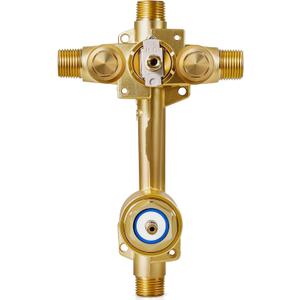 2551 Pressure Balancing Valve, Shower Diverter with Built-In 3-Function Transfer, Compatible with Posi-Temp Trim Valve, 1/2 CC/IPS Connections, Brass 4-Port for Bathtub and Shower