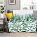 Christmas Blanket Soft Flannel Lightweight Green Pine Tree Forest Snowflake Throw Blanket Cozy Warm Blankets Xmas Winter Holiday Home Party Decor On Living Room Sofa Couch Bed 40x50 inch