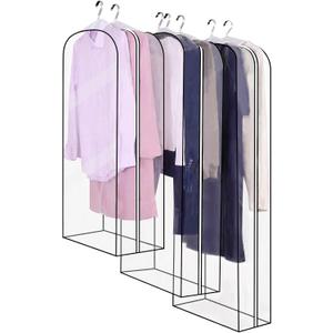 YHNNH Clear Garment Bags with Zipper, 22 x 39 inches, Set of 3, Clothes Storage Covers for Dresses and Suits (22 * 39inch)