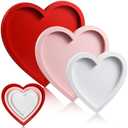 Hushee 6 Pcs Valentine's Day Wooden Serving Tray Heart Shaped Plate Wood Serving Dish Tray and Platter for Valentines Day Table Decoration Home Office Food Display, (Heart, Red, Pink, White)