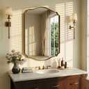 Gold Vanity Wall Mirror 30"x22", Scalloped Edge Bathroom Mirror