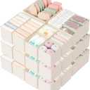 Criusia Drawer Organizer 18-Piece Set, Dresser Organizer for Baby Clothes, Foldable Closet Storage & Drawer Dividers for Underwear, Socks, Nursery (Beige)