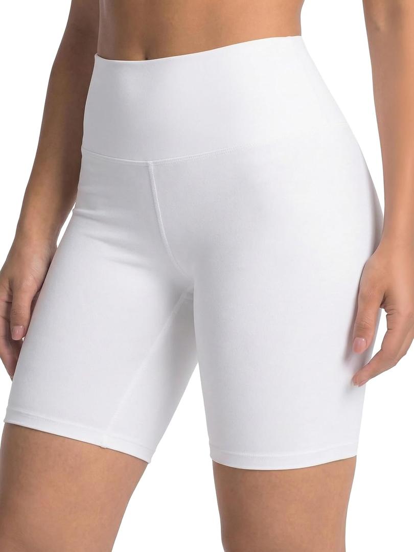 Conceited High Waisted Ultra Soft Leggings for Women - Full Length, Capri Length and Biker Shorts  (Large-X-Large, White)