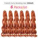 WIPPORYA Ginger French Curl Braiding Hair 24 Inch Soft Ginger Braiding Hair Pre Stretched Loose Wave Bouncy 100g/pack Yaki Crochet Hair for Black Women Hair Extensions for Braids (#350)