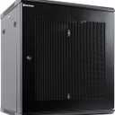 12U Wall Mount Server Cabinet Network Rack Enclosure, Quiet Cooling Fan, Perforated Door, Black