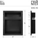 Tile Redi USA RN1620DU Niche Double Recessed Shower Shelf, Two Shelves, 20" H X 16" W, Black