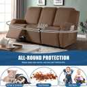 TAOCOCO Recliner Sofa Slipcover, 3 Pieces Polyester Fabric Stretch Sofa Covers for 3 Seat Reclining Couch, Soft Washable Furniture Protector with Pockets (3 Seat, Light Coffee)