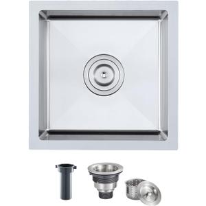 15" Undermount Single Bowl Bar Sink Brushed Stainless Steel, D15" x W15" x H6"