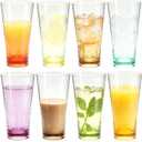 8-Piece Ombre Tumbler Set, 20oz Plastic Drinking Glasses, Assorted Colors, Shatterproof BPA-Free Drinkware, Large Stackable Cups for Patio, Pool, Gift, Everyday Use, Top-Rack Dishwasher Safe