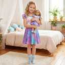 Toddler Girl Matching Dress Outfit Flutter Short Sleeve Dress for Girls