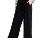 Girls High Waisted Pants Girls Casual Pants Kids Wide Leg Long Trousers with Pockets Size: 6-7 Years