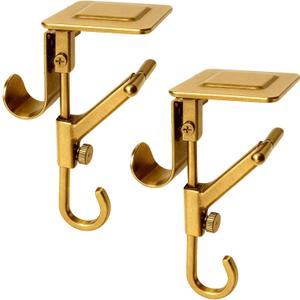 Fireplace Stocking and Garland Hanger, 2 in 1 Mantel Hangers for Garland, No Drill, Heavy Duty Adjustable Garland Hangers for Mantle, Christmas Mantle Garland & Stocking Holder (Gold, 2PCS)