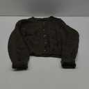 Wowcarbazole Women’s Open Front Cardigan Sweaters Long Sleeve Button Down Knit Jackets Coat Cropped Cute Tops Fall Outerwear, L