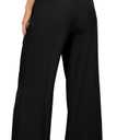 FUNYYZO Wide Leg Pants Women's High Elastic Waisted in The Back Business Work Trousers Long Straight Suit Pants (Black, XL)