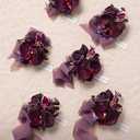 Ling's moment 6pcs Wedding Wrist Corsage Artificial Flowers, Girl/Mother Homecoming Prom Corsages Wristlet Dcor, etc. Deep Purple