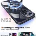 PuyaTeya 360 Rotatable Magnetic Stand for iPhone 13 pro max Case Compatible with Mag-Safe 16FT Military Drop Protection, Anti-Scratch/Fingerprint Shockproof iPhone 13 pro max Phone Case(Clear-Black)