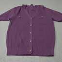 Zeagoo Women's 2025 Summer Short Sleeve Cardigan V Neck Button Down Ribbed Knit Casual Cropped Sweater Tops (Medium, Purple)
