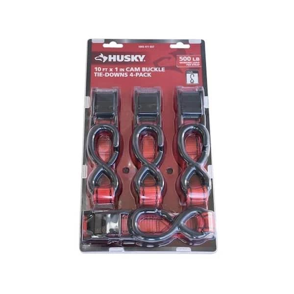 HUSKY 10FT X 1IN Cam Buckle Tie-Downs 4-Pack