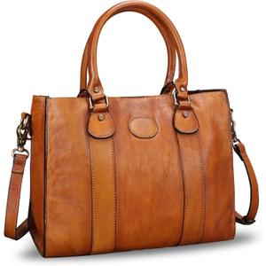 Genuine Leather Satchel Purses Handbags for Women Top Handle Shoulder Bags Lady Crossbody Tote Bag (Brown)