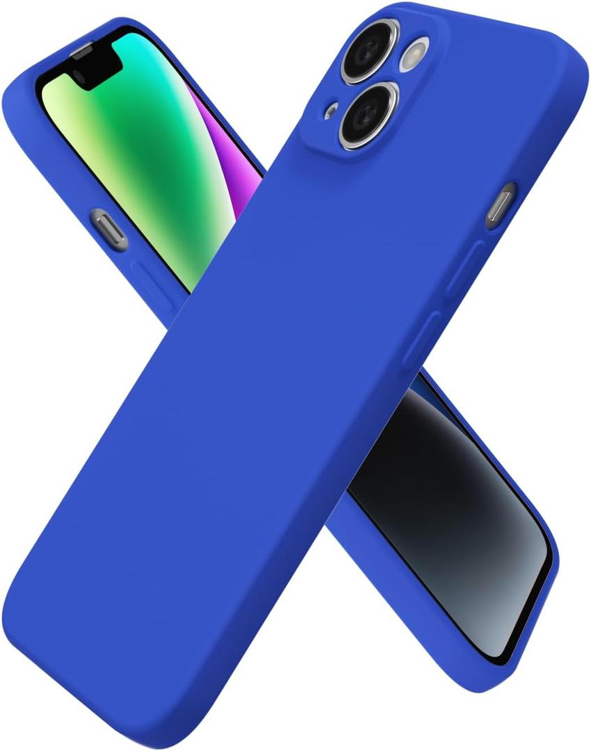 Oakxco for iPhone 14 Plus Case Silicone, Ultra Slim Thin Phone Case for Women Girls, Plain Solid Color Minimalist Aesthetic Cute Girly Design, Soft Rubber Gel TPU with Camera Cover, Royal Blue
