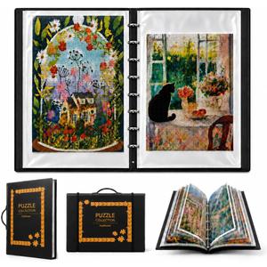 Removable Puzzle Binder, 28.3" x 20.5" Puzzle Book Holder for Puzzles for Adults Foldable 500-1000 Piece Jigsaw Puzzle Storage Folder Portfolio Holds 20 Puzzles, Puzzle Saver.