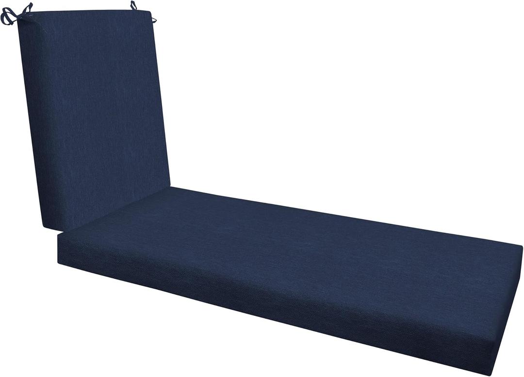 Honeycomb Outdoor Chaise Lounge, 22.5 x 70, Textured Solid Indigo Blue Chair Cushion for Patio Furniture