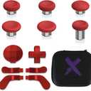 eXtremeRate 13 in 1 Component Pack Kit for Xbox Elite Series 2 Controller, 6 Metal Thumbsticks & Tool, 2 D-Pads, 4 Paddles for Xbox Elite Series 2 Core Controller - Scarlet Red & Metallic Silver