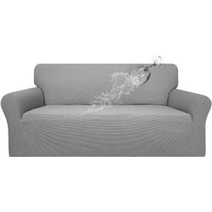 Easy-Going 100% Waterproof Couch Cover, Dual Waterproof Sofa Cover, Stretch Jacquard Sofa Slipcover, Leakproof Furniture Protector for Kids, Pets, Dog and Cat (Sofa, Light Gray)