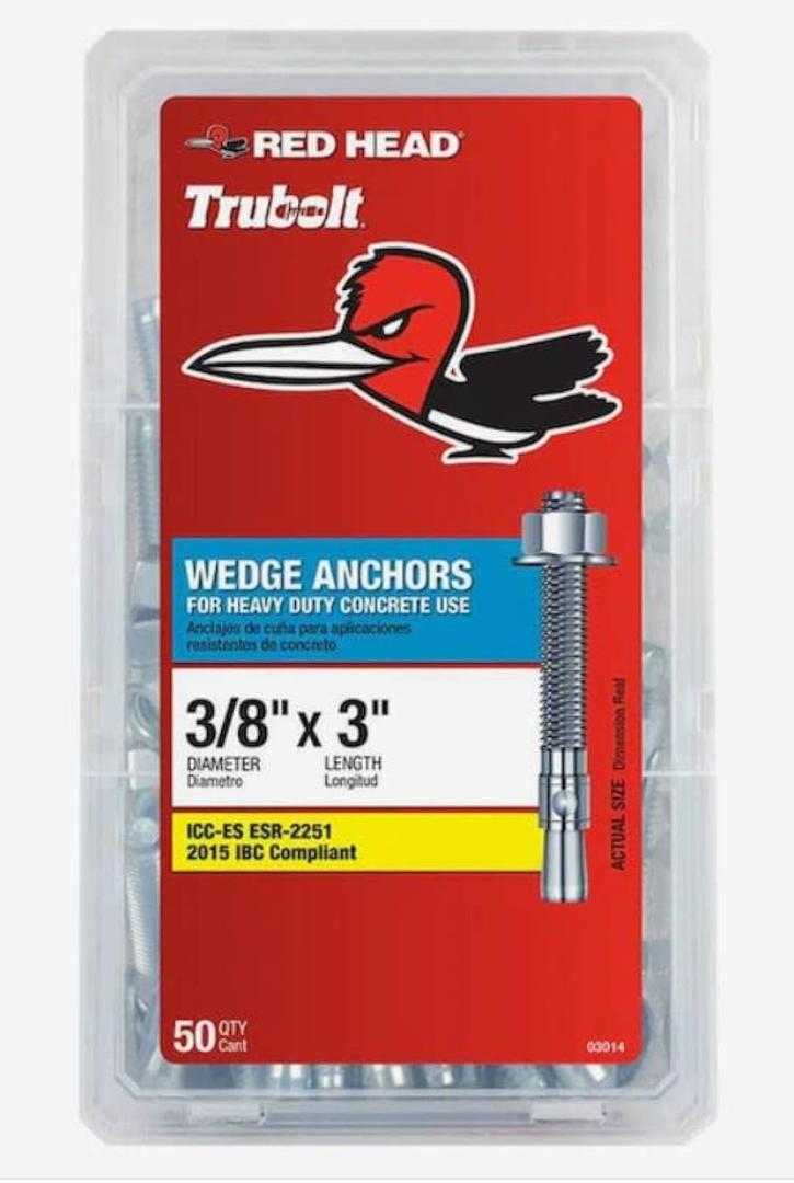 Red Head 3/8 in. x 3 in. Wedge Anchor 50CT