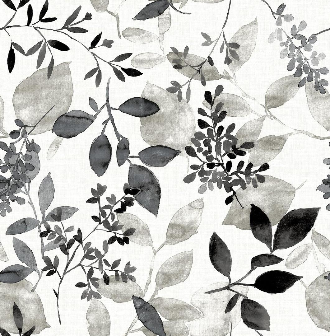 NuWallpaper Black Breezy Peel and Stick Wallpaper, Removable Wallpaper, 20.5 in x 18 ft