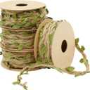 Juvale Burlap Leaf Ribbon - Jungle, Safari & Fairy Party, Enchanted Forest Decor, Vines for Crafts (4 Rolls, 65.6 Ft Total)