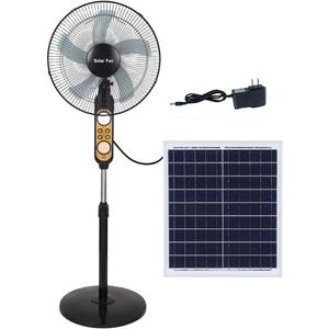 Oscillating Pedestal Fan, Solar Floor Fans, Portable Camping Fans, with Solar Panel/Remote Control, Solar Rechargeable Standing Fan, Two Charging Methods, 17''