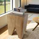 TORMAYS HOME Wooden Side Table Tree Stump End Table Natural Wood Stool Plant Stand Handcrafted Small Nightstand Rustic Accent Table for Sofa Bedside Balcony (Natural Color)