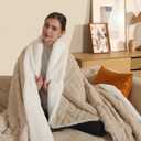 Electric Heated Blanket 50 x 60 Inches Heated Throw with 5 Fast Heating Levels & 4 Hours Auto Off, Fuzzy Soft Cozy Sherpa Blanket for Couch Sofa, ETL & FCC Certification, Light Khaki
