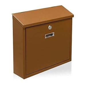 Yoocabinet Mailbox Wall Mount, Large Capacity Locking Mailbox for Outside, Galvanized Steel Cover and Rust-Proof Metal Post Box L Brown