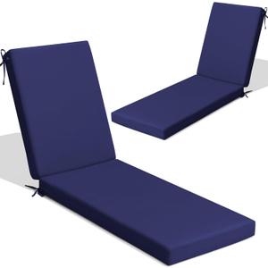 Crestlive Products Chaise Lounge Cushions Outdoor Set of 2, 72x21 Inch, Waterproof & 3-Year Fade Resistant Lounge Chair Cushions for Outdoor Furniture, Patio Cushions for Pool, Lawn, Deck, Navy