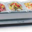 MegaChef Stainless Steel Easy Clean Buffet Server & Food Warmer With 3 Sectional Trays