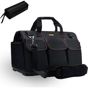 FASTECH 20-inch Heavy Duty Bottom Tools Bag with Wide Mouth for Tool Storage, Carrier and Organizer, Tool Bag for Men, Wide Mouth Tool Bags with Inside Pockets (20 Inch)