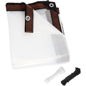 ZYP 8x10 FT Heavy Duty Clear Waterproof Tarps Outdoor Garden Rainproof Covering,Clear Vinyl Tarp with Grommets,Transparent Waterproof Tarpaulin for Covering Henhouse Porch Canopy Plant Camping