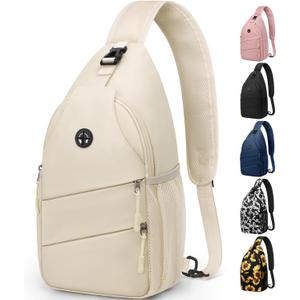 Crossbody Bags for Women Men Trendy Sling Bag Bakpack Casual Chest Bag with Convertible Shoulder Strap (Medium, Beige)